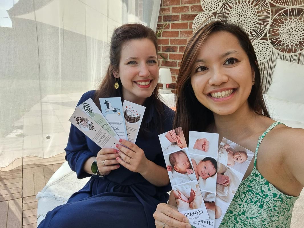 huynh-anh-tran-gwenaelle-dhe-collection-naissance portrait de Huynh Anh Tran, photographe à marseille et Gwenaëlle Dhé, graphiste illustratrice