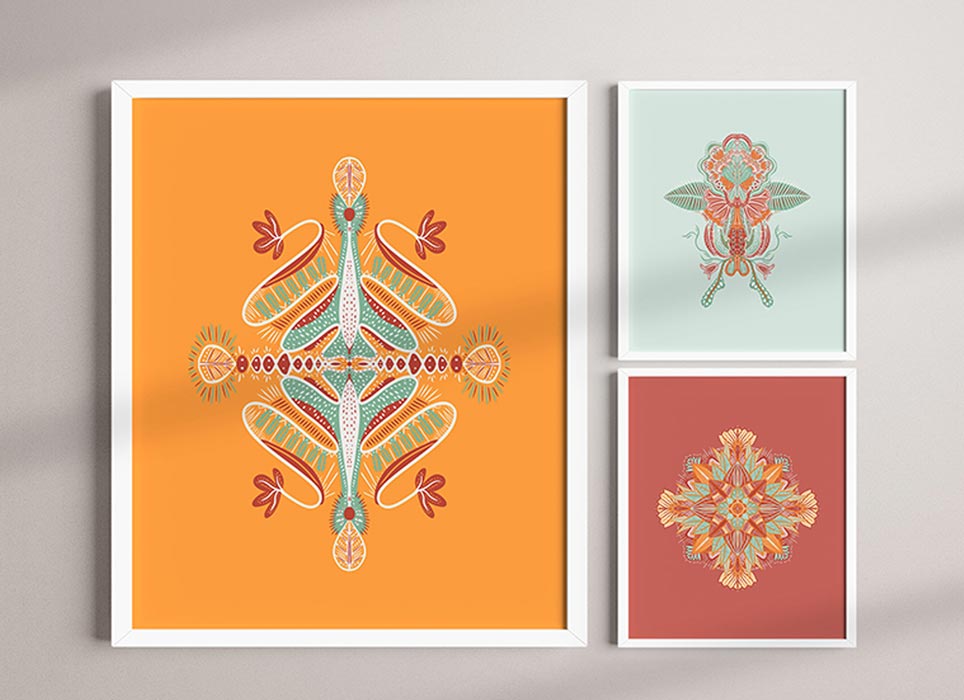 photo de posters avec illustrations dhenae.